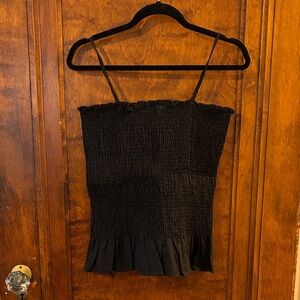 Maeve Black Smocked Tank Top w/ Adjustable Straps Size M